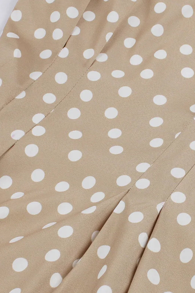 Osprey Μπεζ Πουά Φόρεμα | Φορέματα - Dresses | Osprey Beige Dress with Dots