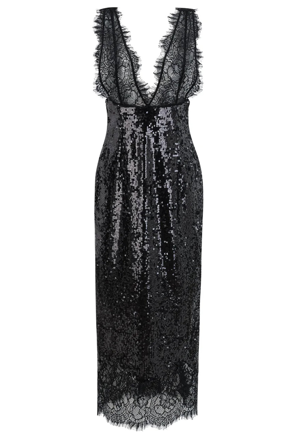 Emma Μαύρο Φόρεμα με Παγιέτες και Δαντέλα | Βραδινά Φορέματα Evening Dresses | Emma Black Sequin Lace Evening Dress