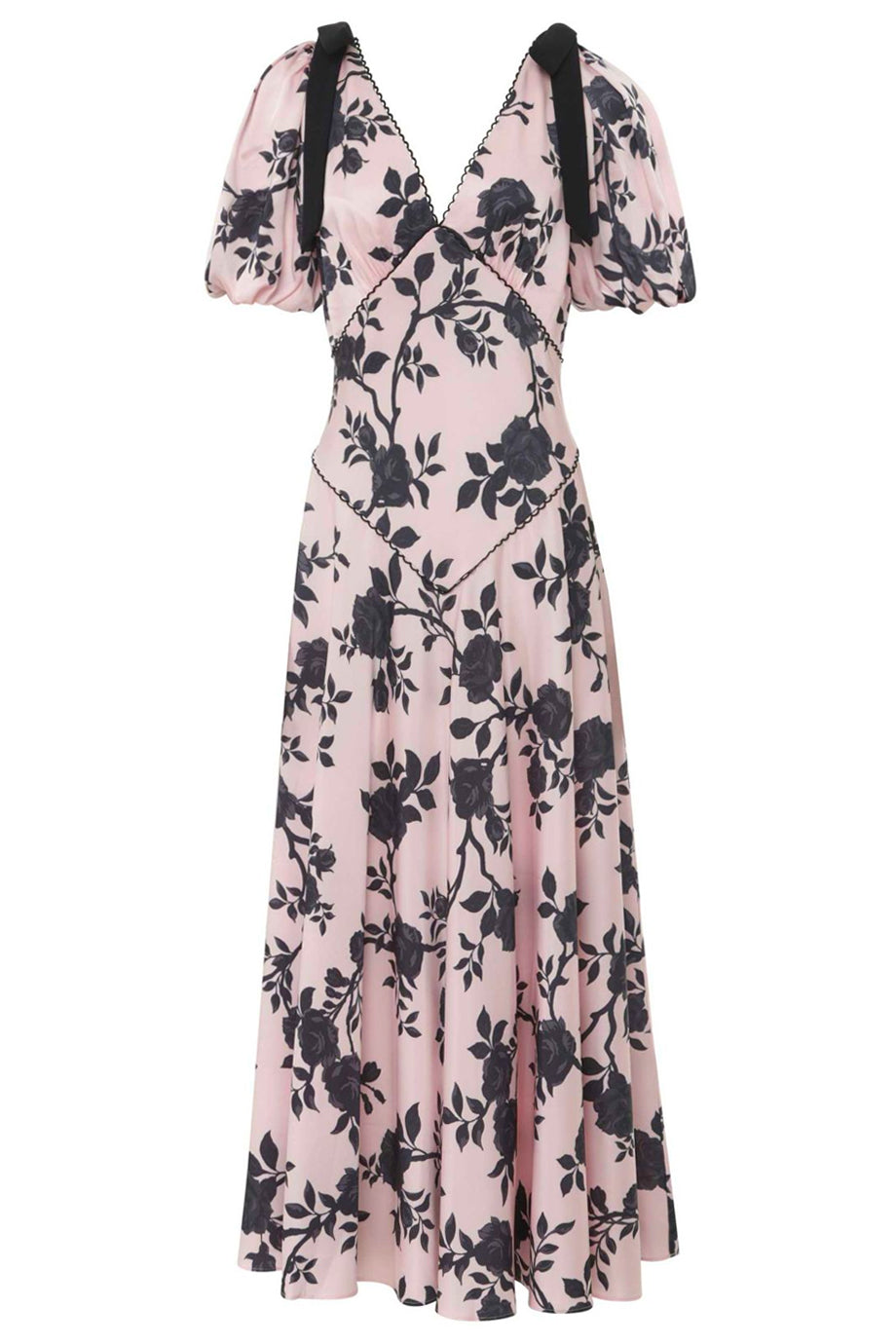 Estrella Μίντι Φόρεμα με Φλοράλ Εμπριμέ | Γυναικεία Φορέματα - Evening dresses | Estrella Floral Midi Dress with Shoulder Bows