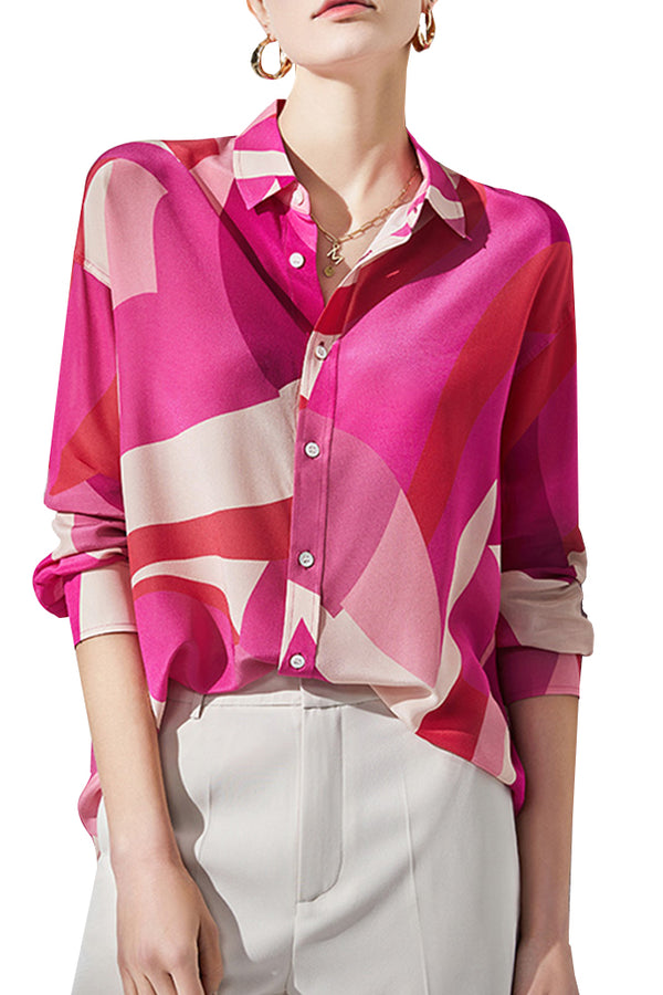 Adley Φούξια Εμπριμέ Πουκάμισο | Γυναικεία Ρούχα - Τοπ - Πουκάμισα | Adley Fuchsia Printed Shirt