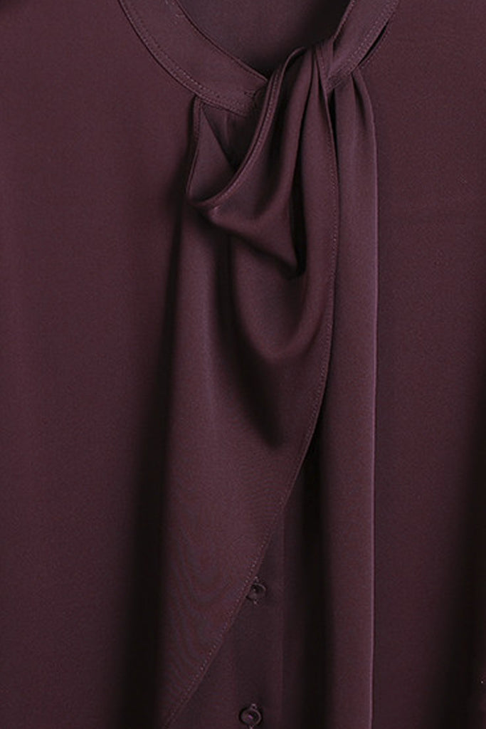 Laura Μωβ Μελιτζανί Πουκάμισο | Γυναικεία Ρούχα - Τοπ - Πουκάμισα | Laura Purple Satin Shirt