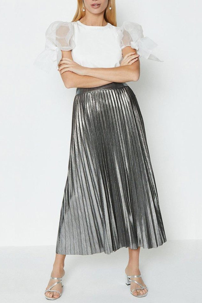 Sparley Silver Pleated Skirt