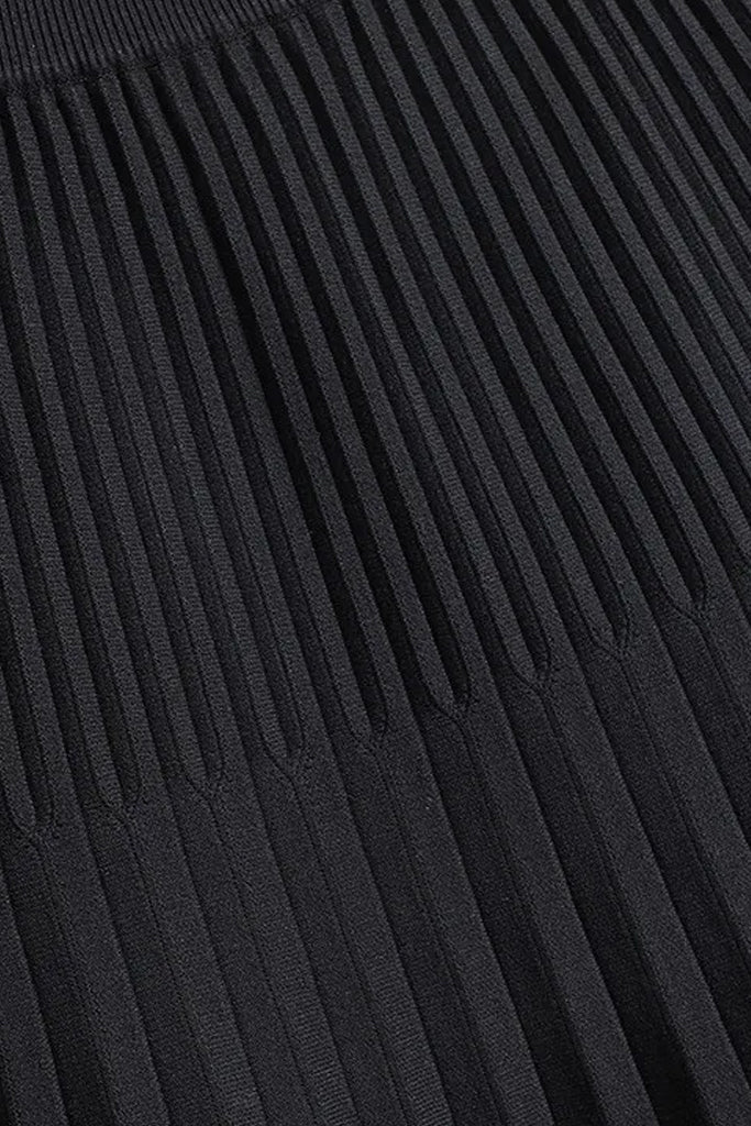 Erdy Μαύρη Πλεκτή Φούστα με Πιέτες | Φούστες - Skirts | Erdy Black Knit Pleated Skirt