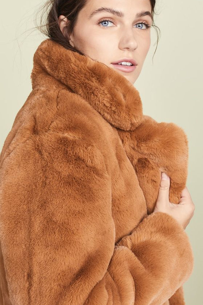 Bella Camel Faux Fur Coat