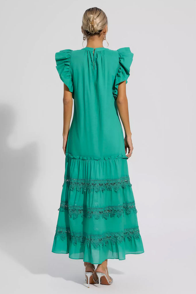 Evadne Μακρύ Φόρεμα με Βολάν | Γυναικεία Ρούχα - Φορέματα  Evadne Long Ruffled Dress