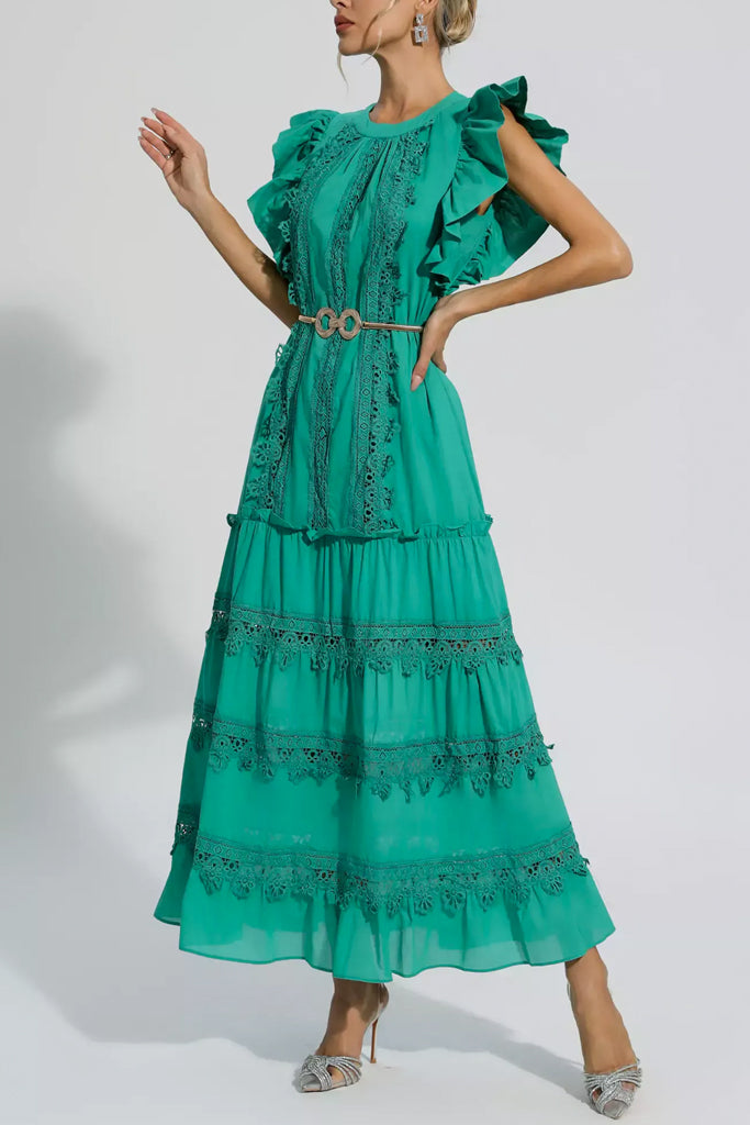 Evadne Μακρύ Φόρεμα με Βολάν | Γυναικεία Ρούχα - Φορέματα  Evadne Long Ruffled Dress