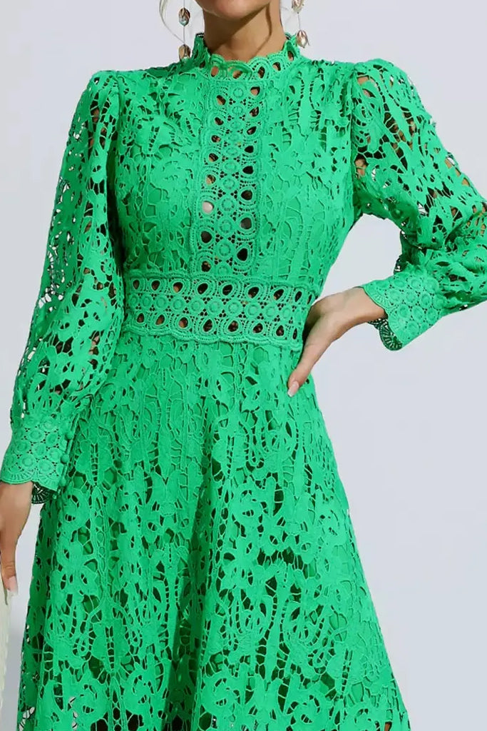 Azurina Πράσινο Φόρεμα με Δαντέλα
