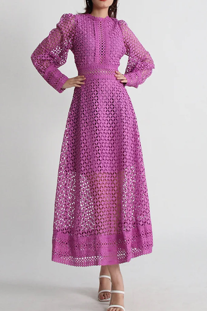 Veratia Μωβ Φόρεμα με Δαντέλα | Φορέματα Dresses |Veratia Purple Lace Cutout Dress