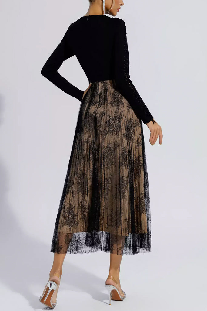 Azura Φόρεμα με Δαντέλα και Τούλι | Γυναικεία Ρούχα - Φορέματα Azura Lace and Tulle Midi Dress