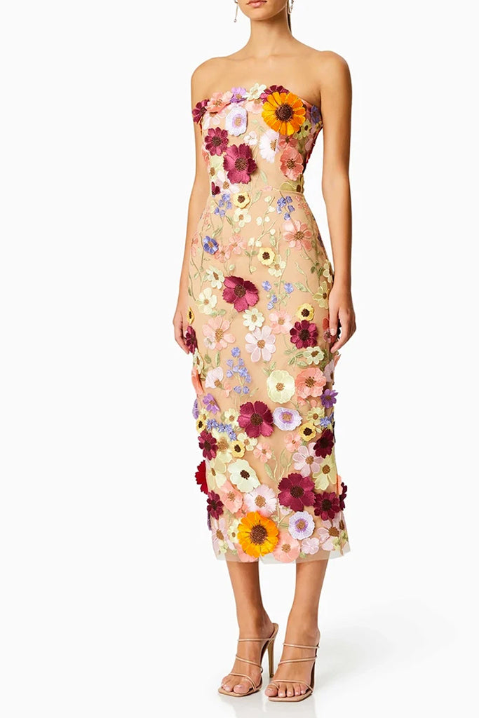 Fioretta Στραπλες Φλοράλ Φόρεμα | Γυναικεία Ρούχα - Φορέματα Fioretta Strapless Floral Dress