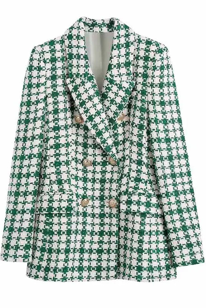 Anessa Πράσινο Tweed Σακάκι Πανωφόρι | Γυναικεία Σακάκια - Blazer | Anessa Green Tweed Blazer Jacket