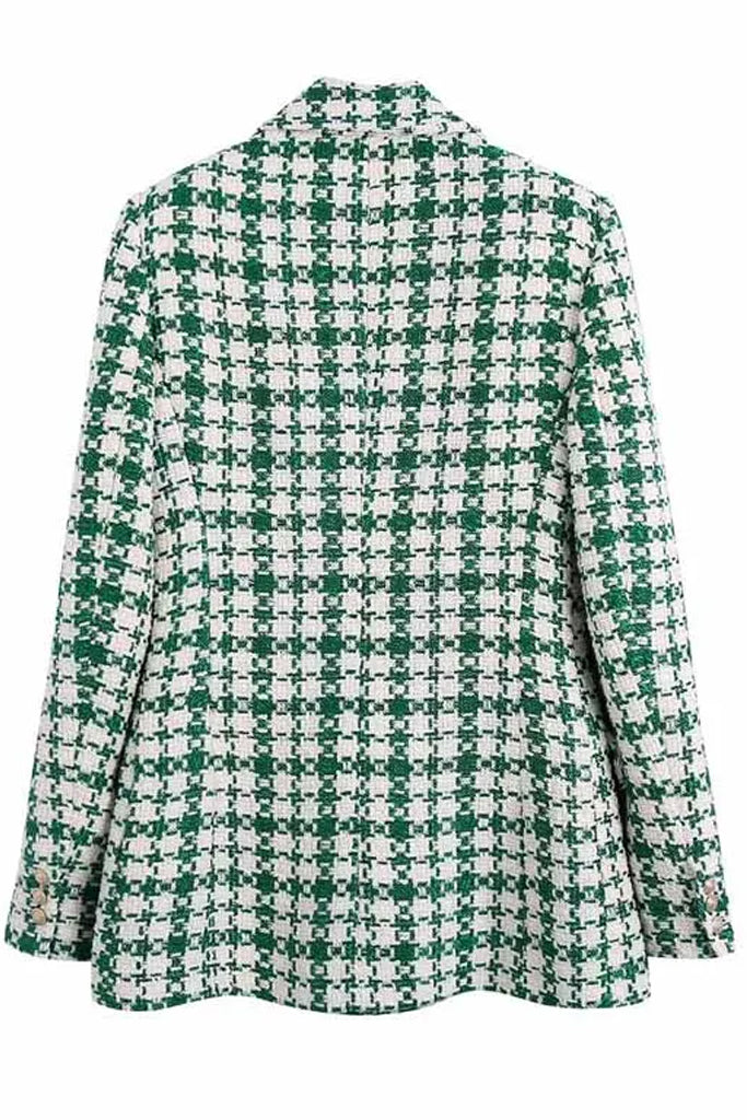 Anessa Πράσινο Tweed Σακάκι Πανωφόρι | Γυναικεία Σακάκια - Blazer | Anessa Green Tweed Blazer Jacket