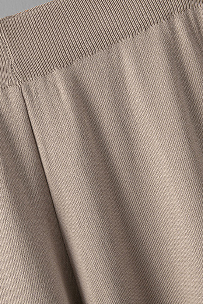Kenna Mπεζ Πλεκτό Σετ Τοπ και Παντελόνι | Γυναικεία Ρούχα - Πλεκτά Σετ | Kenna Beige Knitted Set with Asymmetric Top and Pants