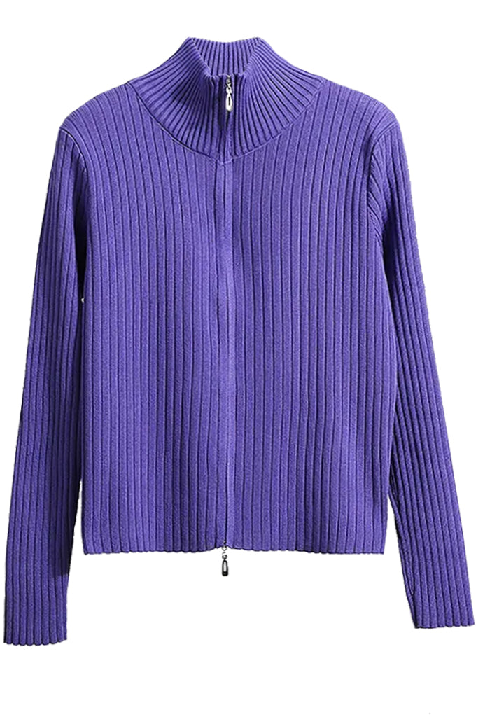 Jazelia Μωβ Πλεκτό Σετ Ζακέτα και Παντελόνι | Γυναικεία Ρούχα - Πλεκτά Σετ | Jazelia Purple Knit Set with Jacket and Trousers