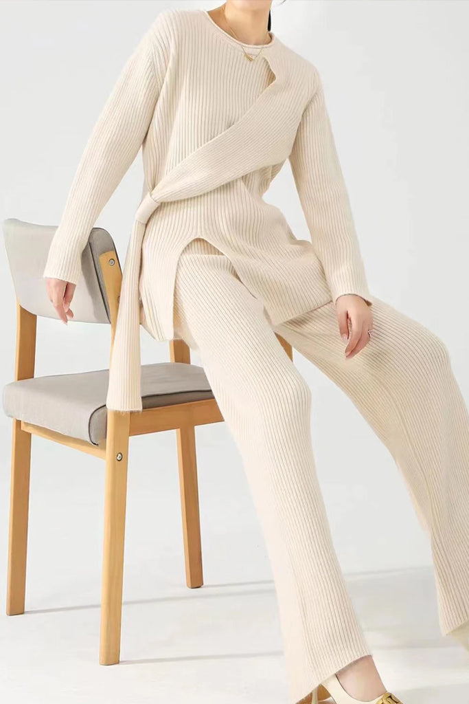 Giuliva Πλεκτό Σετ Μπλούζα και Παντελόνι | Γυναικεία Ρούχα - Πλεκτά Σετ | Giuliva Knit Set with Top and Pants