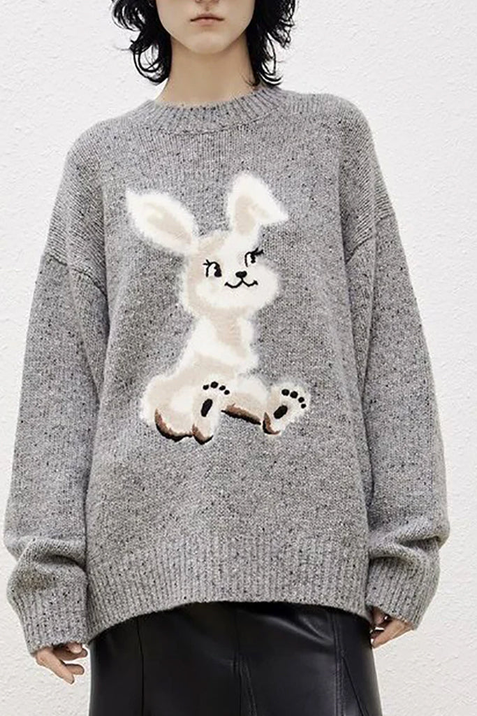 My Bunny Γκρι Πουλόβερ | Μπλούζες - Πουλόβερ -  Πλεκτά - Knitwear | My Bunny Grey Sweater