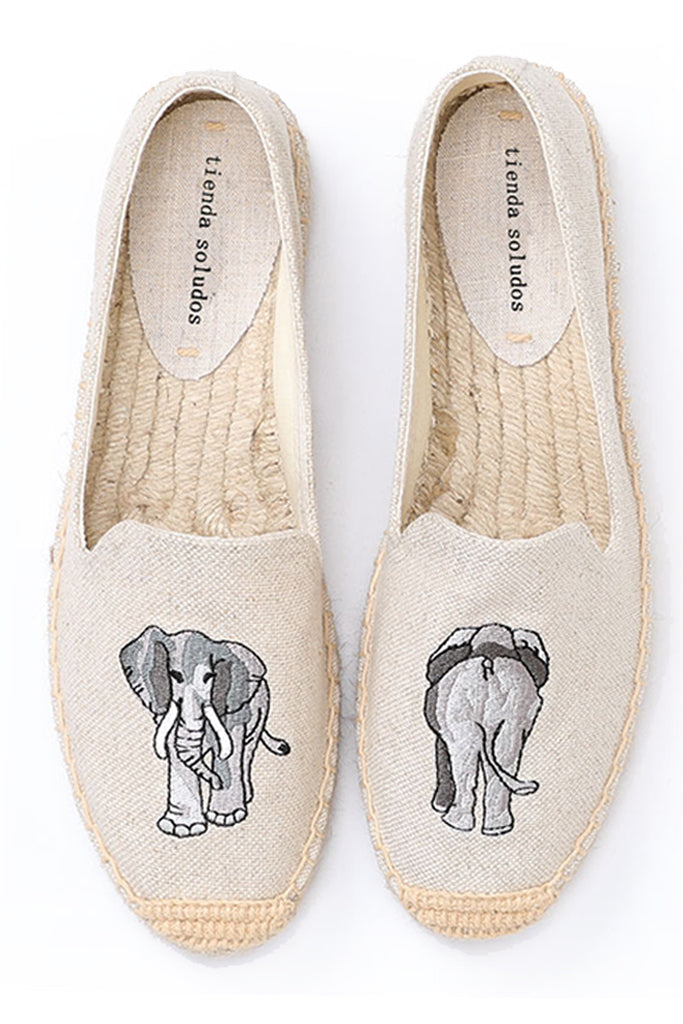 Elephants Μπεζ Εσπαντρίγιες με Κέντημα  | Γυναικεία Παπούτσια - Εσπαντρίγιες | Elephants Beige Flat Espadrilles