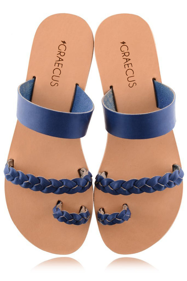Μπλε Δερμάτινα Σανδάλια - GRAECUS Sandals | Γυναικεία Παπούτσια