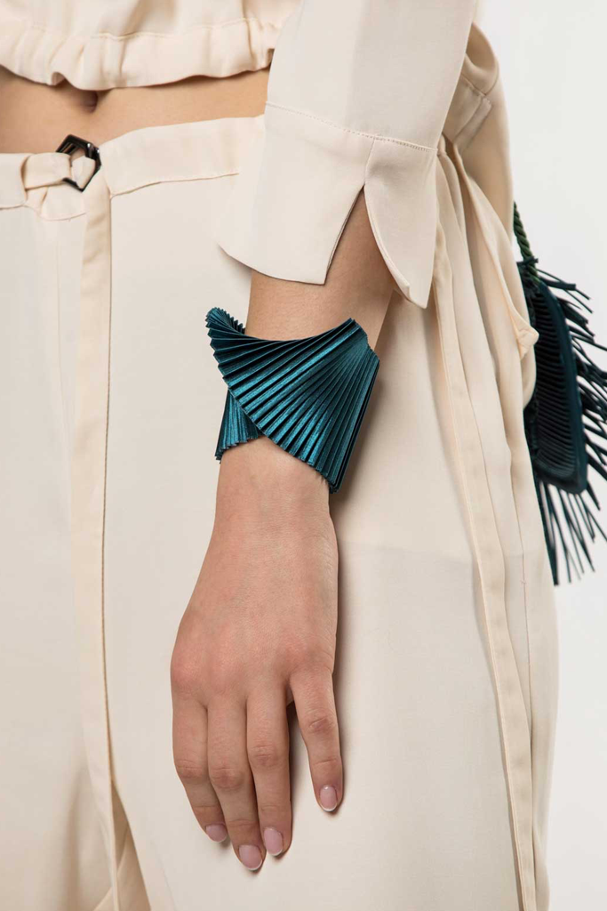Shell Fabric Bracelet with Pleats