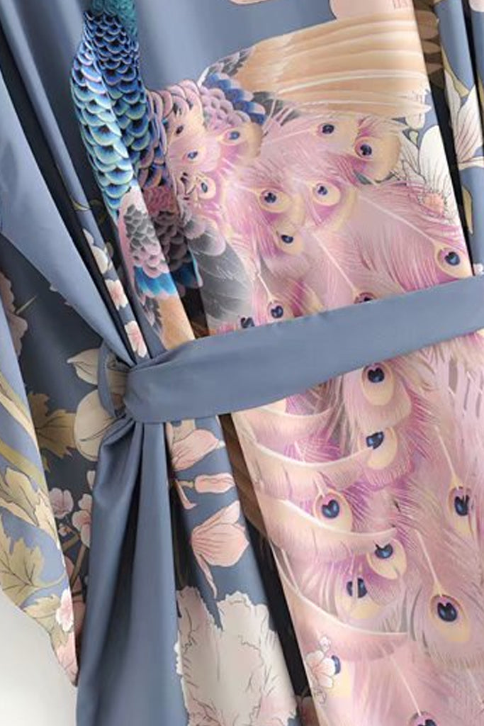 Zenie Γαλάζιο Εμπριμέ Κιμονό | Γυναικεία Ρούχα - Beachwear - Loungewear 