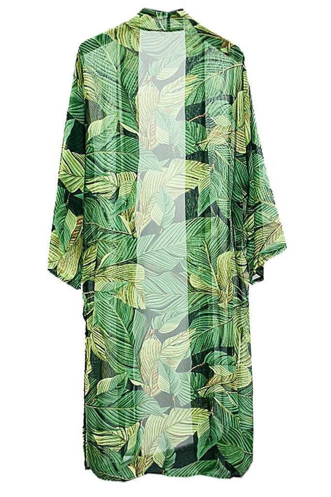 Ichika Πράσινο Εμπριμέ Κιμονό | Γυναικεία Ρούχα - Beachwear - Loungewear 