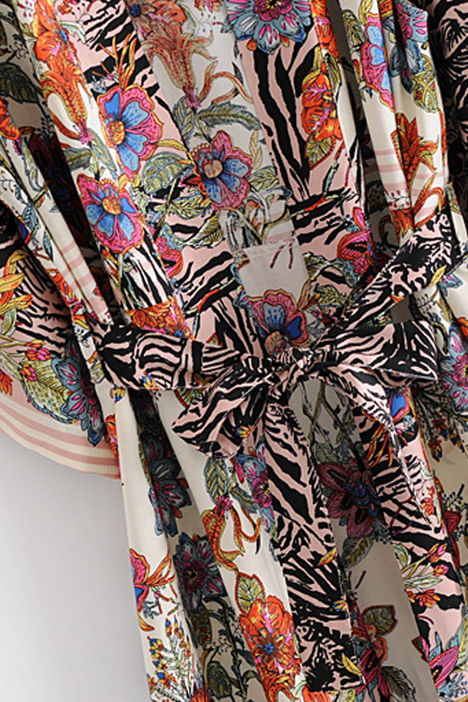 Hymani Πολύχρωμο Εμπριμέ Κιμονό με Animal Print | Γυναικεία Ρούχα - Beachwear - Loungewear 