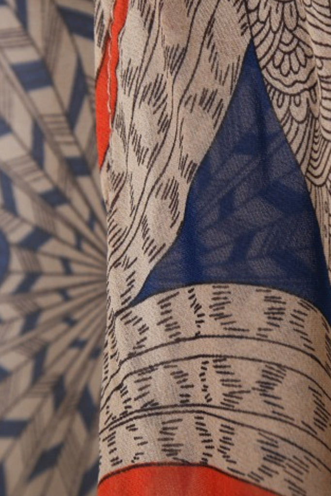Picka Μπεζ Εμπριμέ Κιμονό με Κρόσσια | Γυναικεία Ρούχα - Beachwear - Loungewear | Picka Beige Printed Kimono with Fringes