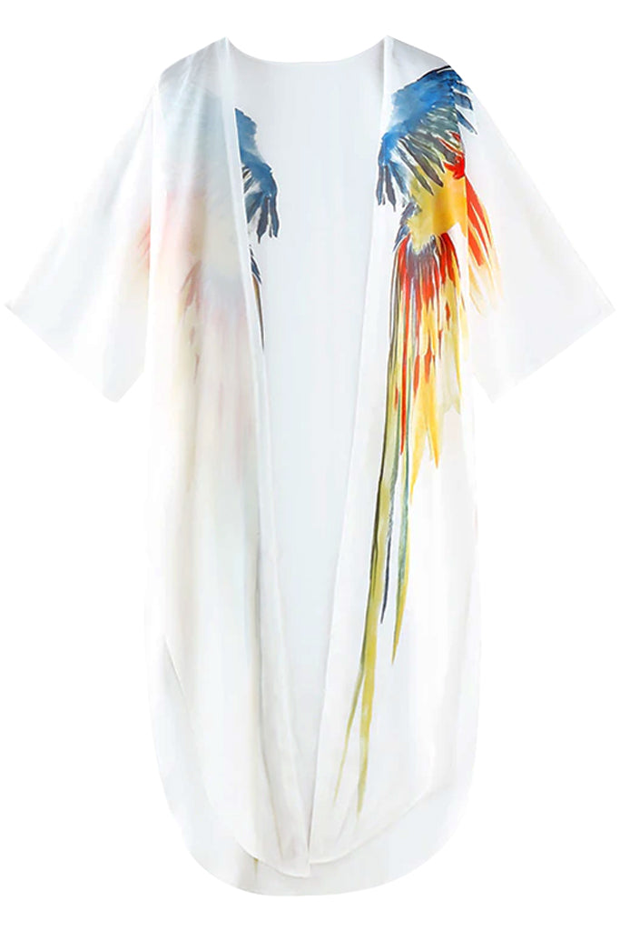 Peacock Λευκό Διάφανο Καφτάνι | Γυναικεία Ρούχα - Beachwear - Loungewear 