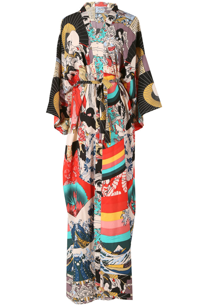 Chiyo Πολύχρωμο Εμπριμέ Κιμονό | Γυναικεία Ρούχα - Beachwear - Loungewear | Chiyo Multicolor Print Kimono