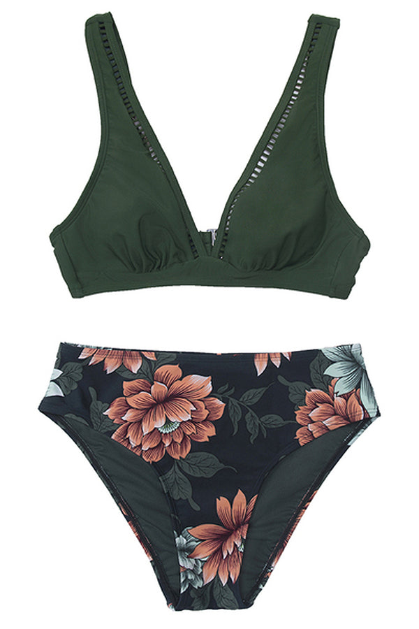 Angel Πράσινο Φλοράλ Μπικίνι Μαγιό | Γυναικεία Μαγιό - Beachwear - Bikini Swimwear | Angel Green Floral Bikini