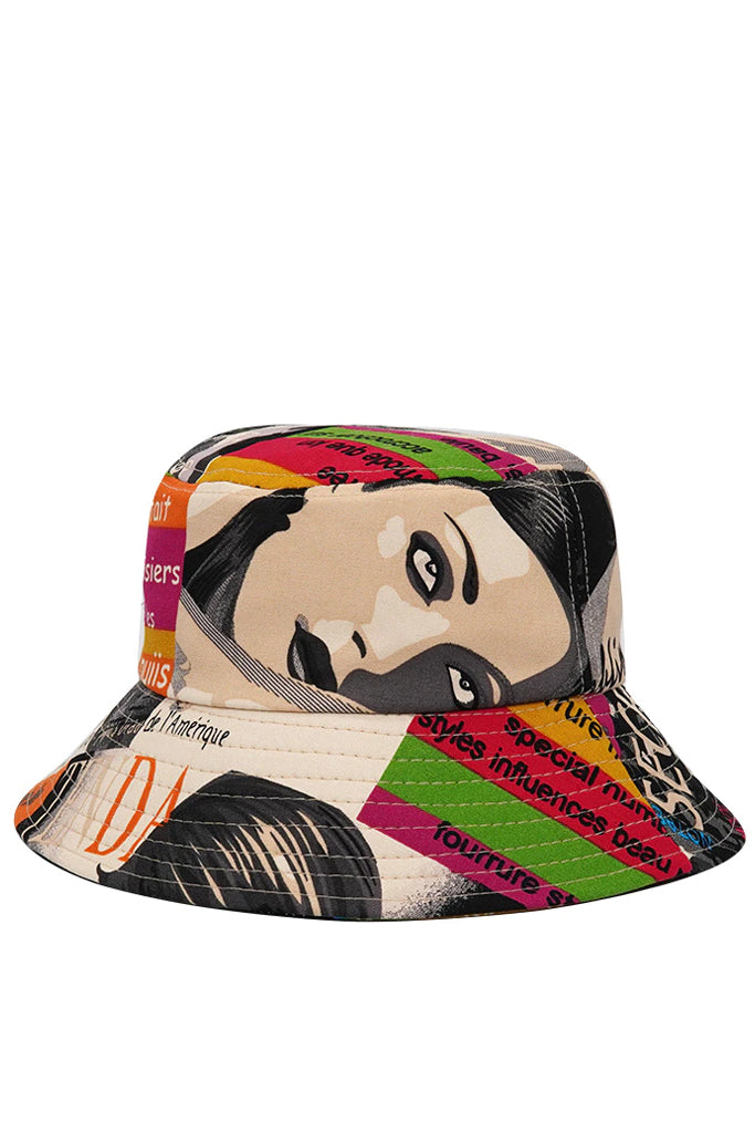 Giornale Μπεζ Πολύχρωμο Υφασμάτινο Καπέλο τύπου Παναμά | Γυναικεία Καπέλα - Υφασμάτινα Καπέλα