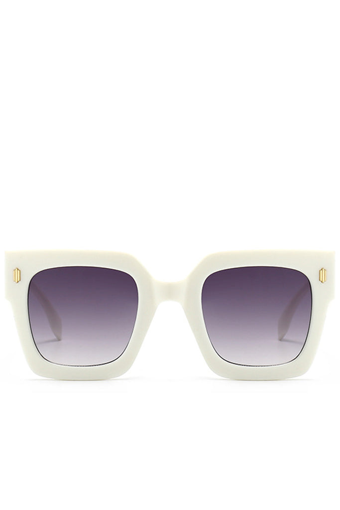 Genta White Oversized Square Fashion Sunglasses