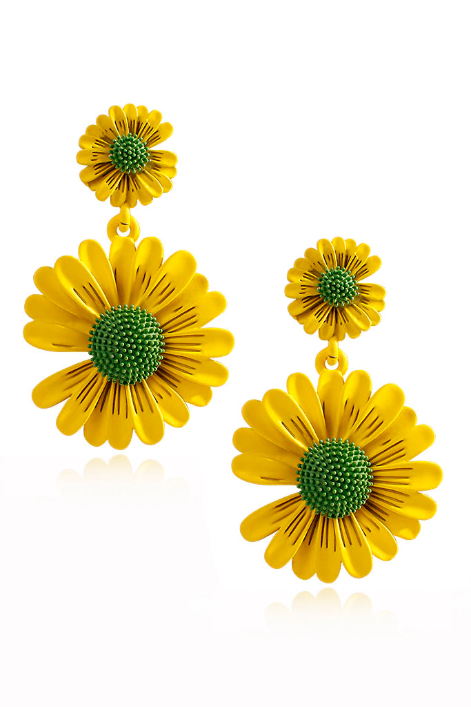 Double Daisy Κίτρινα Σκουλαρίκια με Μαργαρίτες | Κοσμήματα - Σκουλαρίκια