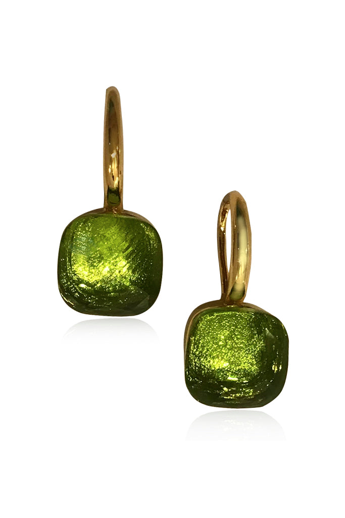 Rosalina Χρυσά Σκουλαρίκια με Πράσινο Κρύσταλλο Resin Glass | Κοσμήματα - PASQUETTE