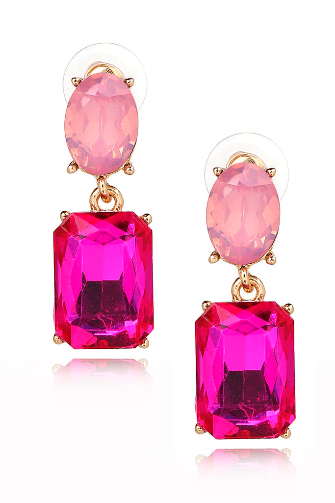 Mateldy Ροζ Φούξια Σκουλαρίκια με Κρύσταλλα | Κοσμήματα - Σκουλαρίκια
