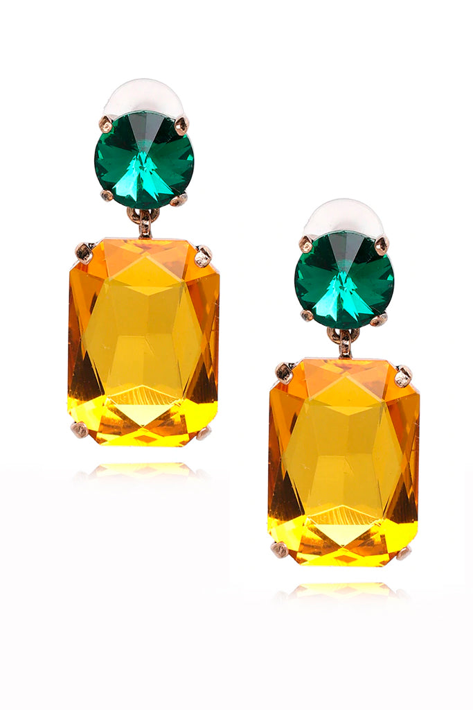 Surietta Κίτρινα Πετρόλ Σκουλαρίκια με Κρύσταλλα | Κοσμήματα - Σκουλαρίκια
