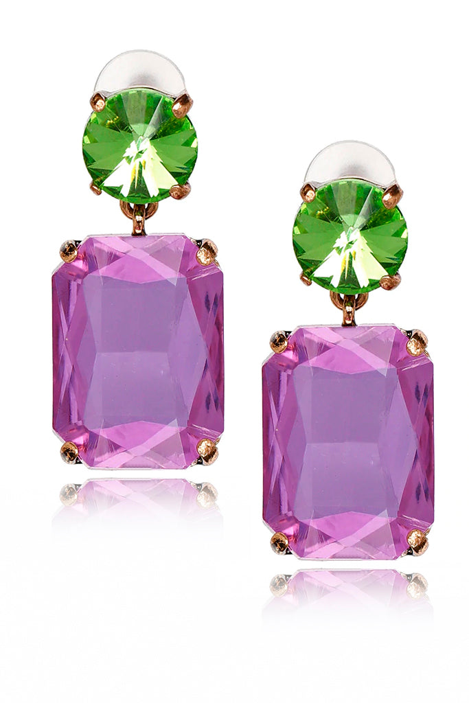 Braelynn Μωβ Πράσινα Σκουλαρίκια με Κρύσταλλα | Κοσμήματα - Σκουλαρίκια