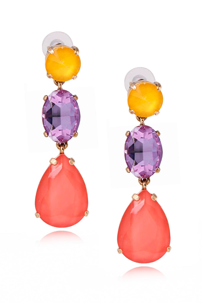 Joslyn Πολύχρωμα Ροζ Μωβ Σκουλαρίκια με Κρύσταλλα | Κοσμήματα - Σκουλαρίκια