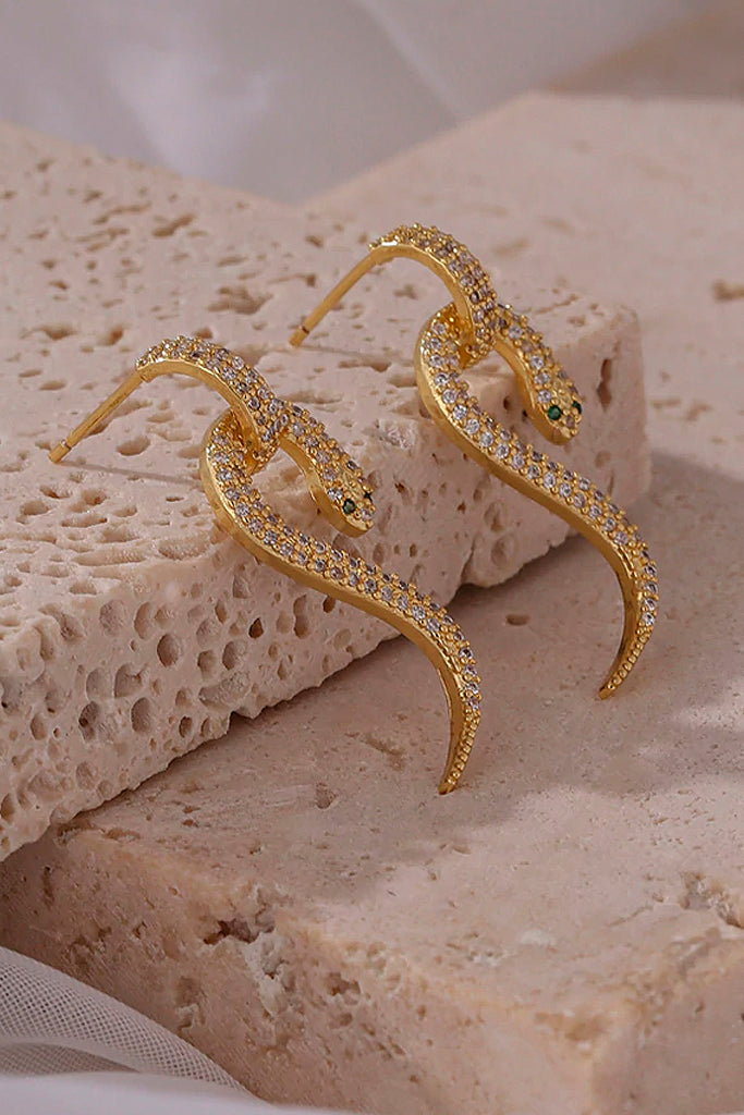 Catsley Επίχρυσα Σκουλαρίκια Φίδι με Κρύσταλλα | Κοσμήματα - Σκουλαρίκια
