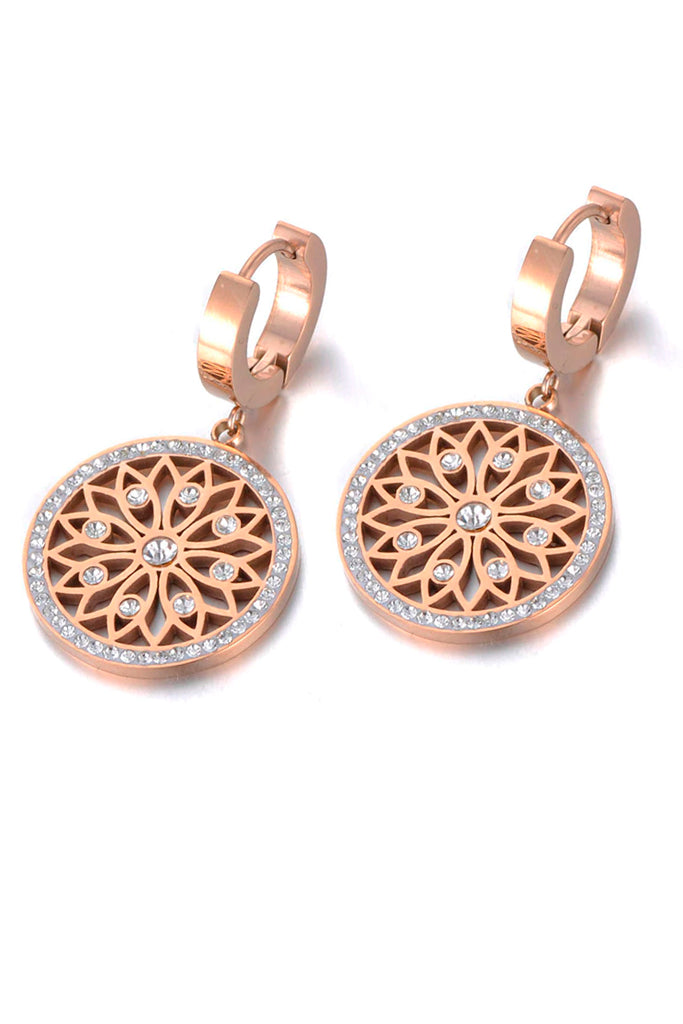 Thurma Σκουλαρίκια σε Ροζ Χρυσό με Κρύσταλλα | Κοσμήματα - PASQUETTE