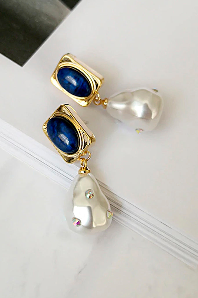 Quinny Μπλε Σκουλαρίκια με Πέρλες | Κοσμήματα - Σκουλαρίκια