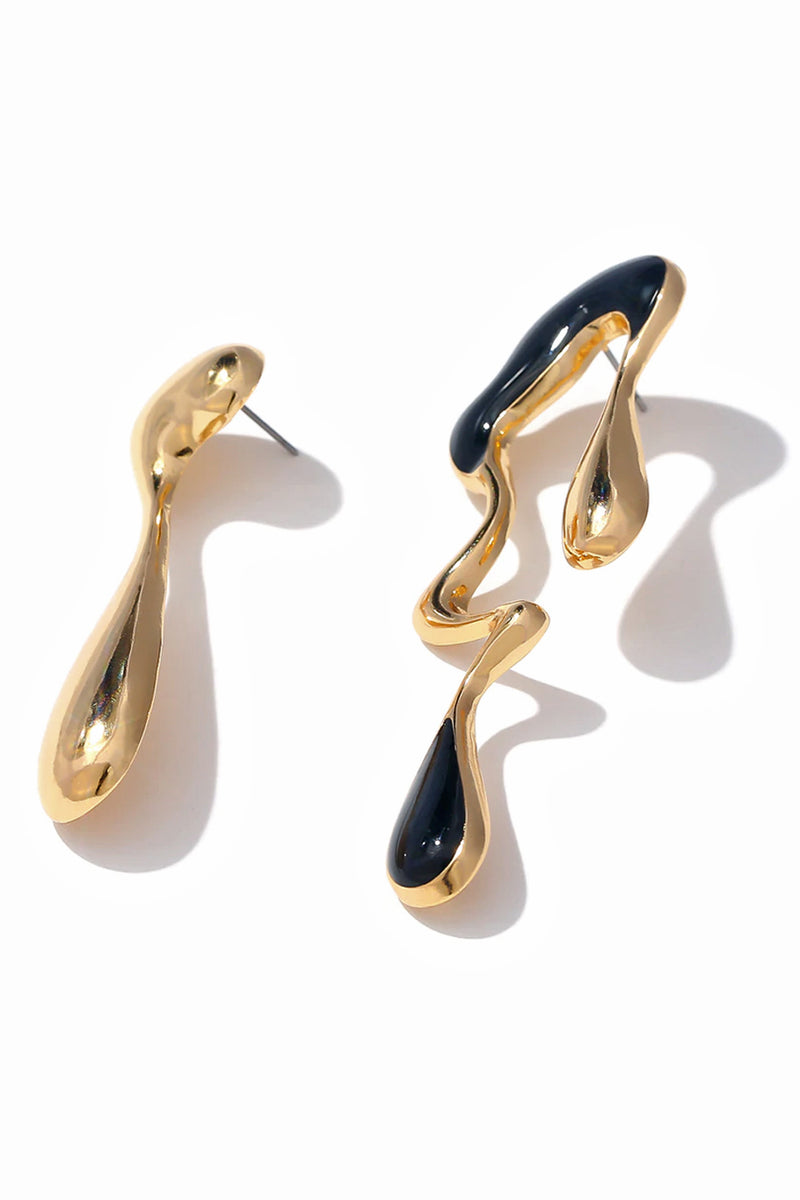 Dangly Me Χρυσά Μαύρα Ασύμμετρα Σκουλαρίκια | Κοσμήματα - Σκουλαρίκια