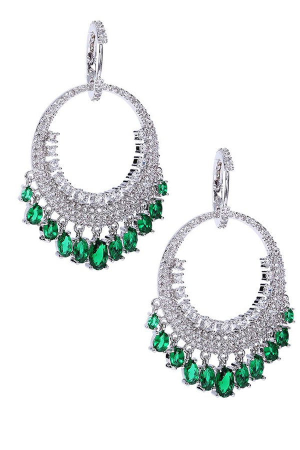 Gloria Σκουλαρίκια Κρίκοι με Πράσινα Κρύσταλλα | Κοσμήματα - Σκουλαρίκια - Κρίκοι