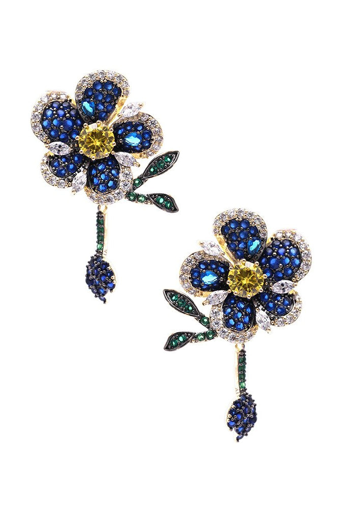 Sloan Σκουλαρίκια Λουλούδια με Μπλε Κρύσταλλα | Κοσμήματα - Σκουλαρίκια