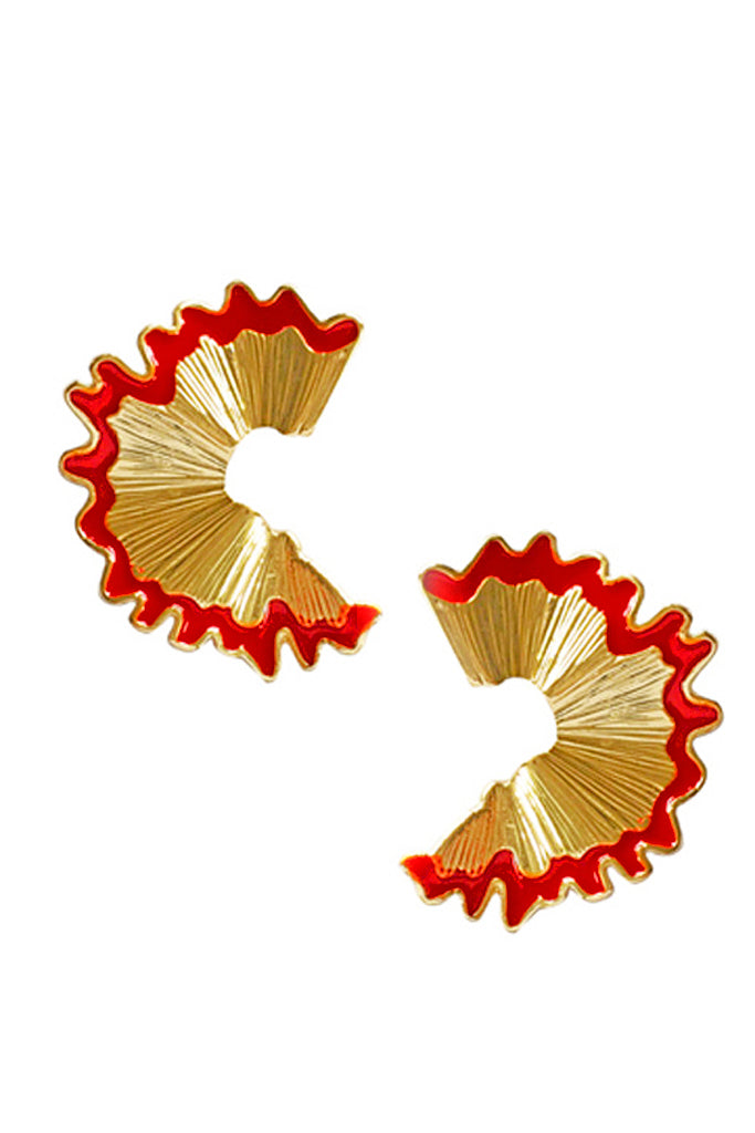 Valeria Κόκκινα Χρυσά Σκουλαρίκια με Κλιπ | Κοσμήματα - Σκουλαρίκια με Κλιπ