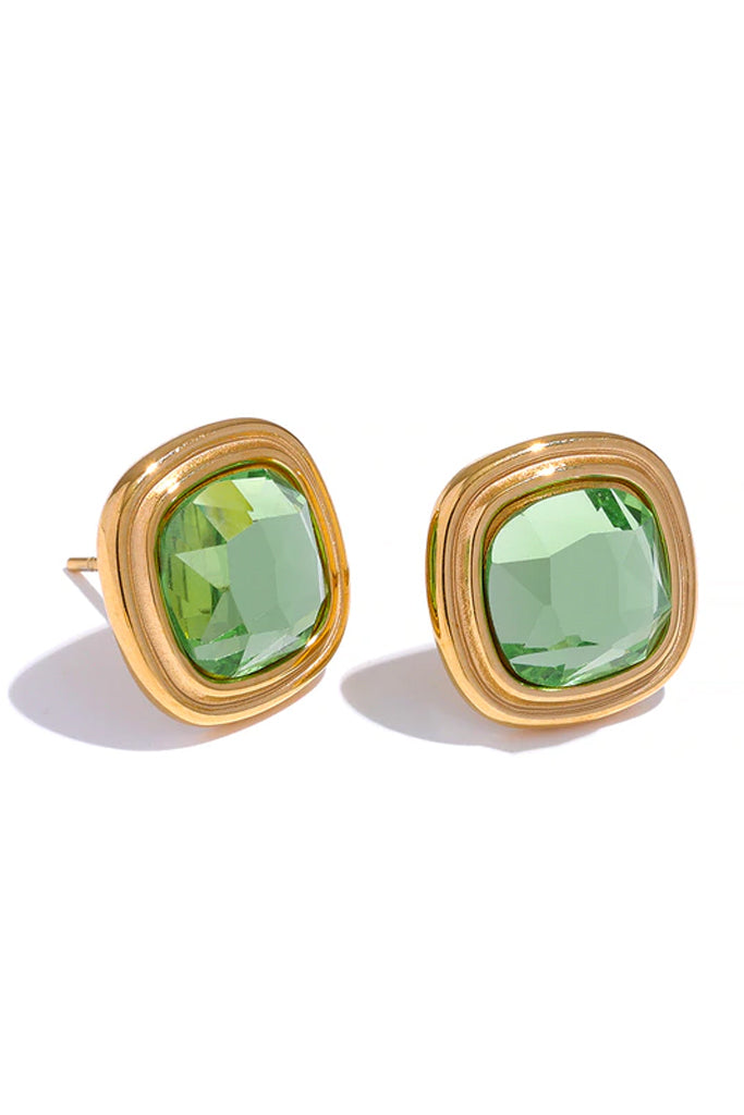 Annalise Χρυσά Σκουλαρίκια με Πράσινο Κρύσταλλο | Κοσμήματα - Σκουλαρίκια με Κρύσταλλα