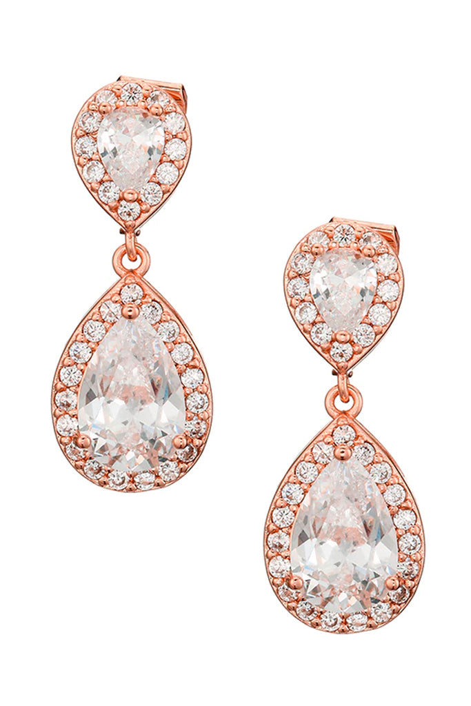 Amina Σκουλαρίκια Κλιπ με Κρύσταλλα σε Ροζ Χρυσό | Κοσμήματα - Σκουλαρίκια με Κλιπ