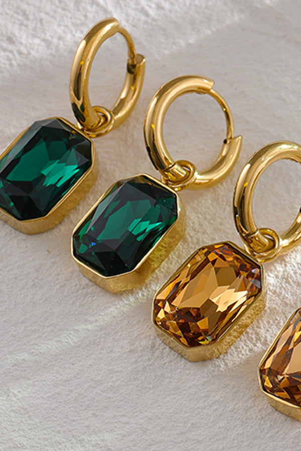 Vinka Χρυσά Σκουλαρίκια Κρίκοι με Πράσινα Κρύσταλλα | Κοσμήματα - Σκουλαρίκια με Κρύσταλλα | Vinka Gold Hoop Earrings with Green Crystals