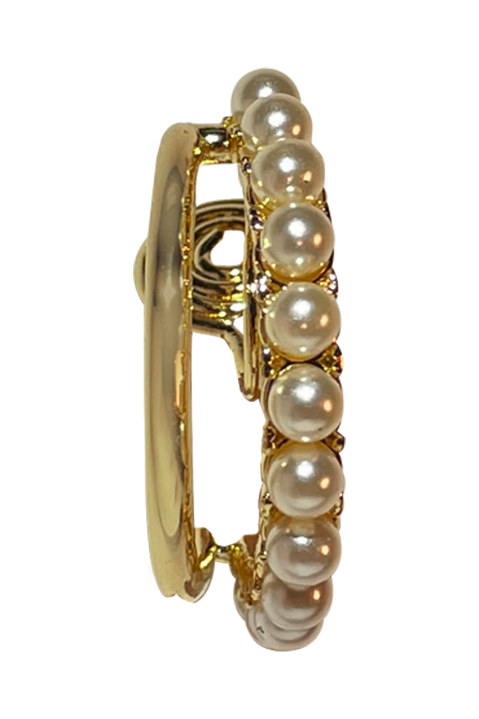 Kerto Χρυσά Σκουλαρίκια Κρίκοι με Πέρλες Κλιπ | Κοσμήματα - Σκουλαρίκια με Κλιπ | Kerto Gold Pearl Hoops Clip Earrings