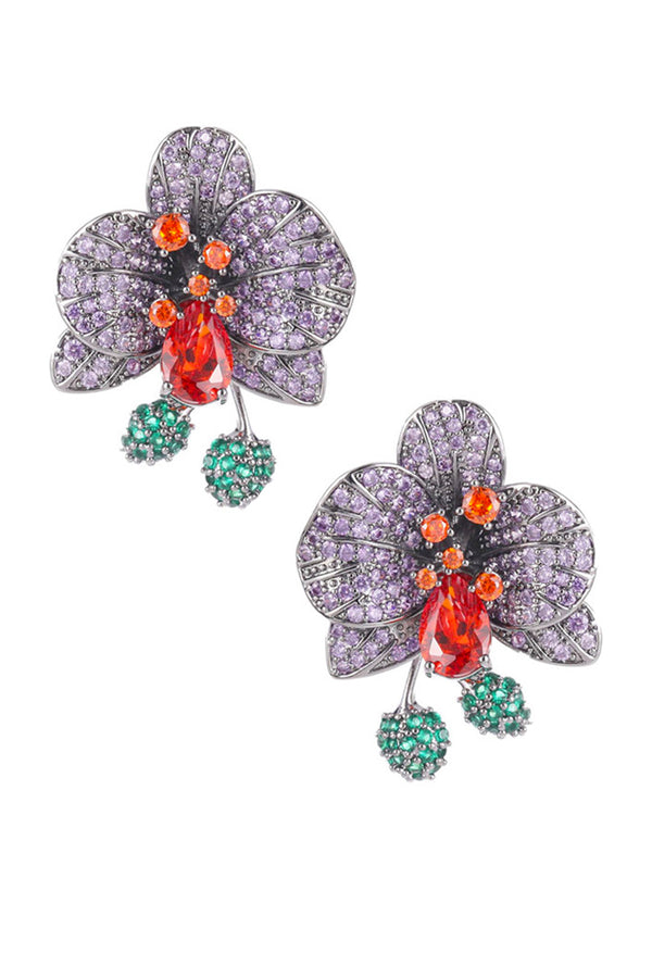 Kariata Πολύχρωμα Σκουλαρίκια Λουλούδια με Κρύσταλλα | Κοσμήματα - Σκουλαρίκια | Kariata Multicolor Crystal Flower Pierced Earrings